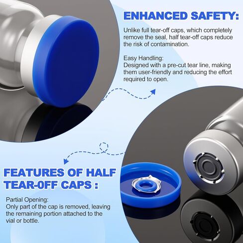 50 Pcs 10ml Sealed Sterile Empty Vials with Self Healing Injection Port Clear Glass Empty Vials with Plastic-Aluminum Flip Cap Sterile Injection Vial for Flat Bottom Lab Vial (Blue Lid) in Kuwait