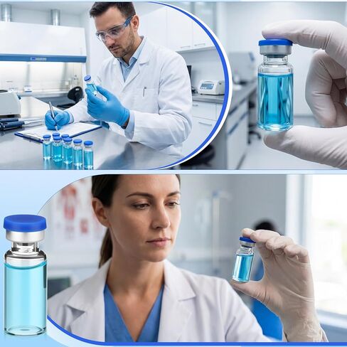 50 Pcs 10ml Sealed Sterile Empty Vials with Self Healing Injection Port Clear Glass Empty Vials with Plastic-Aluminum Flip Cap Sterile Injection Vial for Flat Bottom Lab Vial (Blue Lid) in Saudi Arabia