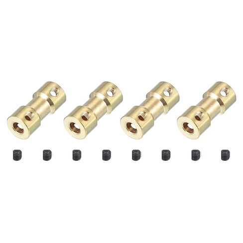 PATIKIL Shaft Coupling Joint 3.17mm to 3.17mm, 4 Pcs Brass Motor Shaft Coupler Extension Connector Rigid Sleeve Adapter Transmission Joint with M3 Screw for RC Car Airplane Tires Robot in Saudi Arabia
