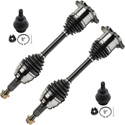 Detroit Axle - 4WD Front CV Axles Kit for Chevy Silverado GMC Sierra Suburban Yukon XL 1500 Avalanche Tahoe Cadillac Escalade ESV EXT, 2 CV Axle Shafts 2 Lower Ball Joints Replacement in Kuwait