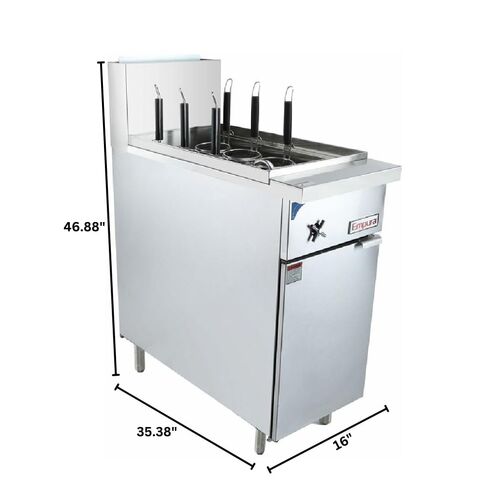 EMPURA Freestanding Natural Gas Pasta Cooker | Heavy-Duty Noodle Cooking Range with Thermostat Control for Restaurant Buffet | 11 Gallon Tank Capacity | 15.63"W x 35.38"D x 46.88"H, Stainless Steel in Kuwait