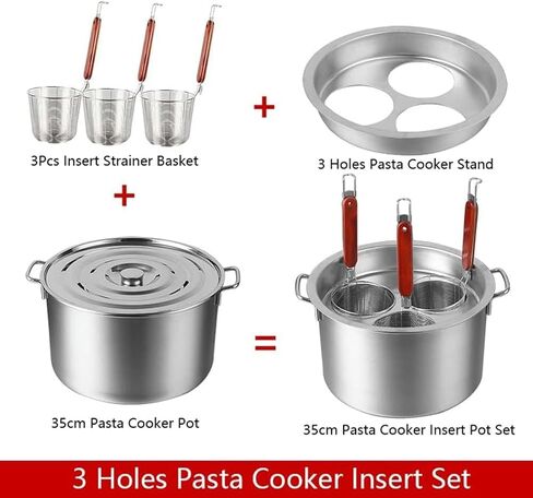 Stainless Steel Pasta Cooker Set - Stock Pot with Strainer & Steamer Basket for Home & Restaurant Cooking, Ideal for Pasta, Vegetables, and More in Saudi Arabia
