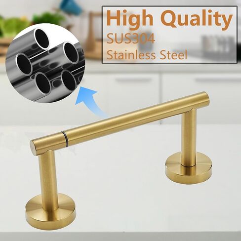 Toilet Paper Holder, Double Post Pivoting Design, Stainless Steel Rustproof Bathroom Tissue Holder, Wall Mount Fits Mega Rolls, for Home, RV, Commercial Bathroom Brushed Gold in Saudi Arabia