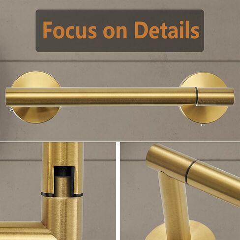 Toilet Paper Holder, Double Post Pivoting Design, Stainless Steel Rustproof Bathroom Tissue Holder, Wall Mount Fits Mega Rolls, for Home, RV, Commercial Bathroom Brushed Gold in Saudi Arabia