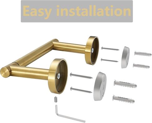 Toilet Paper Holder, Double Post Pivoting Design, Stainless Steel Rustproof Bathroom Tissue Holder, Wall Mount Fits Mega Rolls, for Home, RV, Commercial Bathroom Brushed Gold in Saudi Arabia
