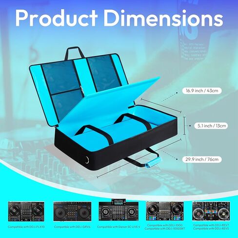 DJ Controller Case Compatible with DDJ-FLX10/ DDJ-GRV6/ REV5/ REV7/ SC LIVE 4/1000/ 1000SRT, Padded DJ Controller Bag with Multi- Pocket, DJ Backpack with 15.6" Laptop Compartment in Saudi Arabia