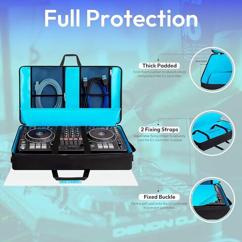 DJ Controller Case Compatible with DDJ-FLX10/ DDJ-GRV6/ REV5/ REV7/ SC LIVE 4/1000/ 1000SRT, Padded DJ Controller Bag with Multi- Pocket, DJ Backpack with 15.6" Laptop Compartment in Saudi Arabia