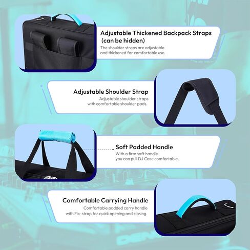 DJ Controller Case Compatible with DDJ-FLX10/ DDJ-GRV6/ REV5/ REV7/ SC LIVE 4/1000/ 1000SRT, Padded DJ Controller Bag with Multi- Pocket, DJ Backpack with 15.6" Laptop Compartment in Saudi Arabia
