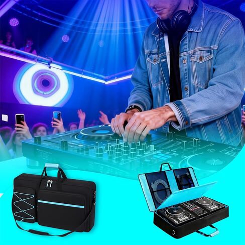 DJ Controller Case Compatible with DDJ-FLX10/ DDJ-GRV6/ REV5/ REV7/ SC LIVE 4/1000/ 1000SRT, Padded DJ Controller Bag with Multi- Pocket, DJ Backpack with 15.6" Laptop Compartment in Saudi Arabia