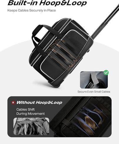 Large Rolling DJ Cable Bag with Wheels, Reinforced Padded Gig Bag with 8 Detachable Divider, Multi-Pocket for 17" Laptop, Microphone, Cord, Headset & Music Accessories in Kuwait