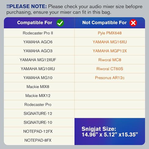 Padded Nylon Mixer Gig Bag Case, 15.4" x 15" x 5.1", Protector Gear Mixer Gig Bag with Removable Strap, DJ Controller Travel Shoulder Bag For RODECaster Pro II, TC Helicon GOXLR, MG10XU 10 in Kuwait