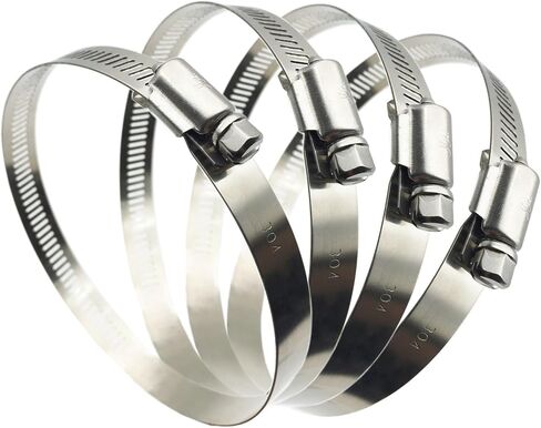 4 قطع 4.5 بوصة قابلة للتعديل 304 مشابك أنابيب من الفولاذ المقاوم للصدأ لـ 4 بوصات مشبك خرطوم مشبك أنابيب مشبك خرطوم محرك دودة (فضي) in Kuwait