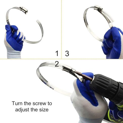 4 قطع 4.5 بوصة قابلة للتعديل 304 مشابك أنابيب من الفولاذ المقاوم للصدأ لـ 4 بوصات مشبك خرطوم مشبك أنابيب مشبك خرطوم محرك دودة (فضي) in Kuwait