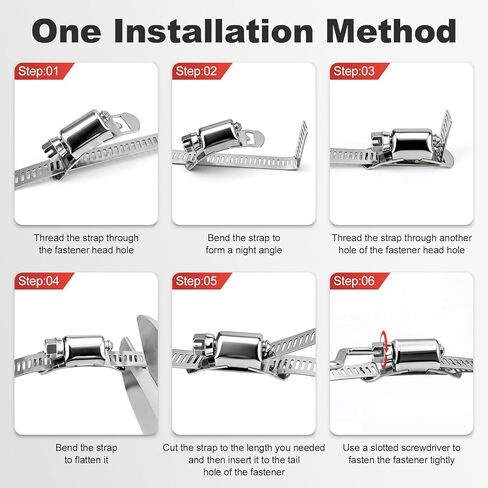Hose Clamps Stainless Steel, Cut-To-Fit 32.81FT Metal Strap and 20 Fasteners, Worm Gear Drive Hose Clamp Metal Fuel Line Pipe Clamp for Plumbing, Automotive And Mechanical Application in Saudi Arabia