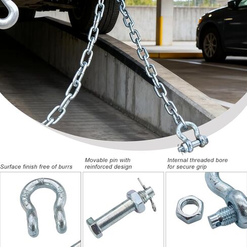 Anchor Chain,Galvanized 5/16" Chain 1 PCS 3/8" Anti-Off Shackles,Anchor Chains Shackle for Camping, Rigging, Towing and Other in Kuwait