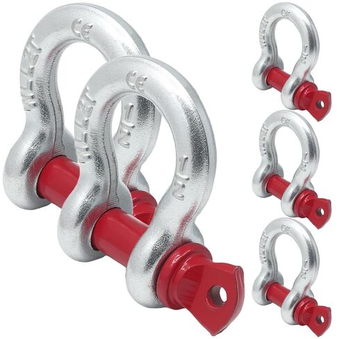 5 Pcs Heavy Duty D Ring Anchor Shackles, 1/2" Galvanized Clevis Shackle Screw Pin, 2 Ton (4408 lbs) Shackle for Tow Strap/Winch/Traction Steel Wire/Vehicle Recovery in Kuwait