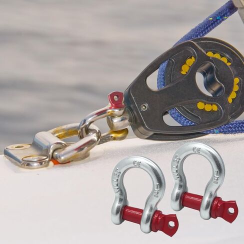 5 Pcs Heavy Duty D Ring Anchor Shackles, 1/2" Galvanized Clevis Shackle Screw Pin, 2 Ton (4408 lbs) Shackle for Tow Strap/Winch/Traction Steel Wire/Vehicle Recovery in Kuwait