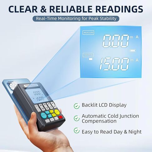 4-20mA Signal Generator Calibrator Portable Industrial Process Calibrator with Voltage Current Thermocouple Output Programmable PLC Test Signal Generator Backlit LCD-C703S in Saudi Arabia