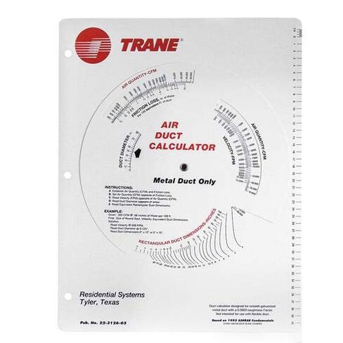 Air Duct Calculator/Ductulator for Metal Duct with Formulas # 22-3126-03 in Kuwait