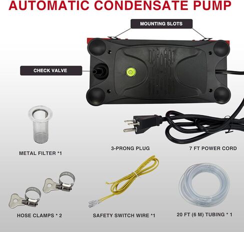 230V Condensate Pump for HVAC & Boilers - 92GPH, 20ft Lift, Auto Safety Switch w/ 20FT Tubing & 2 x Clamps in Saudi Arabia