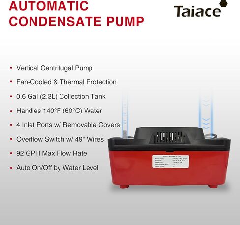 230V Condensate Pump for HVAC & Boilers - 92GPH, 20ft Lift, Auto Safety Switch w/ 20FT Tubing & 2 x Clamps in Saudi Arabia