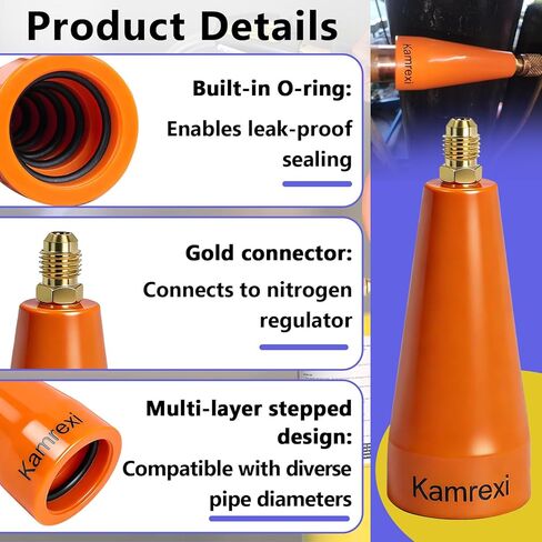 TFXNPB Nitrogen Purge Tool-HVAC Nitrogen Purge Regulator Adapter for Purging and Brazing Refrigeration Tube, Nitrogen Purge Boot Regulator with Multi-Size O-Ring Seal(Orange) in Kuwait
