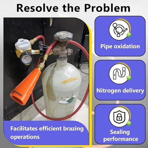 TFXNPB Nitrogen Purge Tool-HVAC Nitrogen Purge Regulator Adapter for Purging and Brazing Refrigeration Tube, Nitrogen Purge Boot Regulator with Multi-Size O-Ring Seal(Orange) in Kuwait