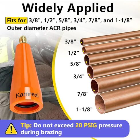 TFXNPB Nitrogen Purge Tool-HVAC Nitrogen Purge Regulator Adapter for Purging and Brazing Refrigeration Tube, Nitrogen Purge Boot Regulator with Multi-Size O-Ring Seal(Orange) in Kuwait