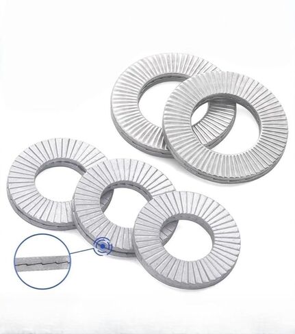 5/16 غسالات ذاتية الغلق بطبقة مزدوجة غسالات مضادة للفك غسالات بيلفيل مثبتات قفل مقاومة للاهتزاز للسيارات والآلات الصناعية ومعدات البناء والصيانة in Kuwait