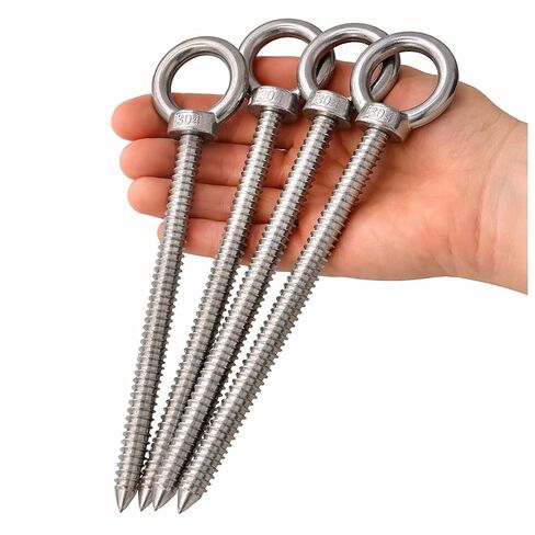 خطافات عين M10 شديدة التحمل، براغي ثقب ذاتية التنصت مقاس 7.7 بوصة، سعة تحميل 850 رطل، 304 مسامير عين مغلقة من الفولاذ المقاوم للصدأ للأرجوحة، كرسي متأرجح، هوائي اليوغا، تعليق داخلي/خارجي (4 عبوات) in Kuwait