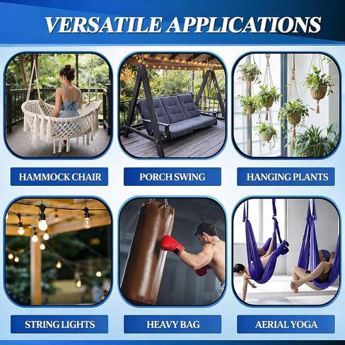 خطافات عين M10 شديدة التحمل، براغي ثقب ذاتية التنصت مقاس 7.7 بوصة، سعة تحميل 850 رطل، 304 مسامير عين مغلقة من الفولاذ المقاوم للصدأ للأرجوحة، كرسي متأرجح، هوائي اليوغا، تعليق داخلي/خارجي (4 عبوات) in Kuwait