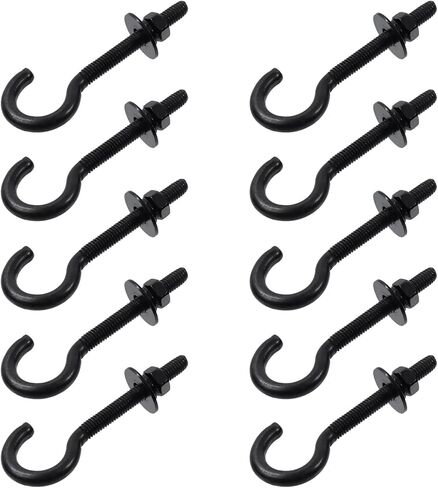 Wealrit 10 Set Round Hook Eyelet Bolt M5 Long Shank Hook Bolts Stainless Steel Threaded Eyebolts with Washers Nuts Heavy Duty Eye Bolt Eyebolts Anchoring Kit for Chair Outdoor in Saudi Arabia