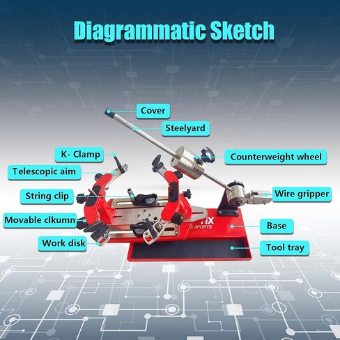 GT-120 آلة التوتير ذات الوزن المنخفض، آلة التوتير اليدوية لمضرب التنس المكتبي، مع الأدوات والملحقات in Kuwait