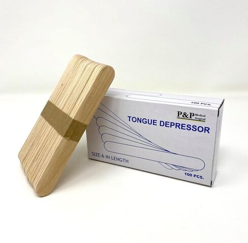 Tongue Depressors Chemical Free Wooden Craft Sticks 6" Long by P&P Medical Surgical High Grade Natural Birch (500) in Saudi Arabia