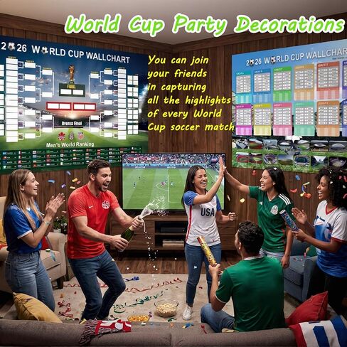2PCS World Cup Schedule Poster, World Cup 2026 Merchandise, Soccer Posters Set 35.4"x23.6" Tournament Bracket, Group Stage Poster with Stickers, Soccer Decorations for Home Office, Fan Gift in Saudi Arabia