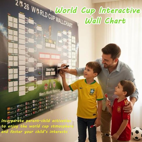 2PCS World Cup Schedule Poster, World Cup 2026 Merchandise, Soccer Posters Set 35.4"x23.6" Tournament Bracket, Group Stage Poster with Stickers, Soccer Decorations for Home Office, Fan Gift in Saudi Arabia