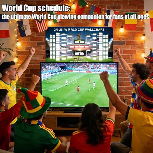 2PCS World Cup Schedule Poster, World Cup 2026 Merchandise, Soccer Posters Set 35.4"x23.6" Tournament Bracket, Group Stage Poster with Stickers, Soccer Decorations for Home Office, Fan Gift in Saudi Arabia