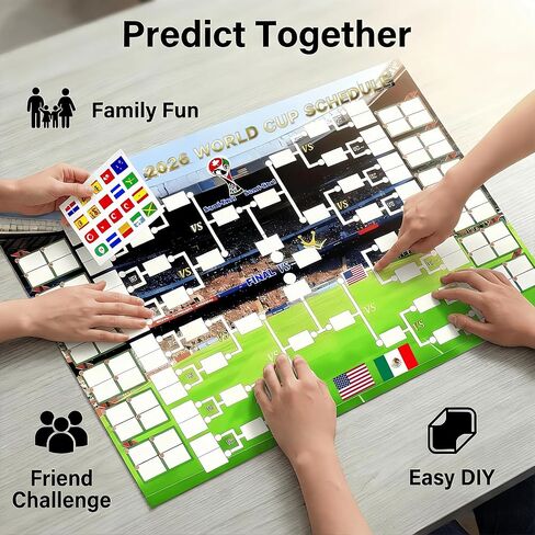ملصق YXYOUNG DIY لتوقع جدول كأس العالم 2026، ملصق أعلام وطنية قابل لإعادة الاستخدام، مخطط جداري لقوس البطولة مقاس 27 × 40 بوصة، هدية عيد الحب لمحبي كرة القدم وحفلة يوم لعبة كرة القدم in Saudi Arabia