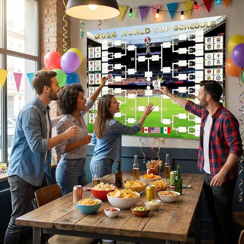 ملصق YXYOUNG DIY لتوقع جدول كأس العالم 2026، ملصق أعلام وطنية قابل لإعادة الاستخدام، مخطط جداري لقوس البطولة مقاس 27 × 40 بوصة، هدية عيد الحب لمحبي كرة القدم وحفلة يوم لعبة كرة القدم in Saudi Arabia