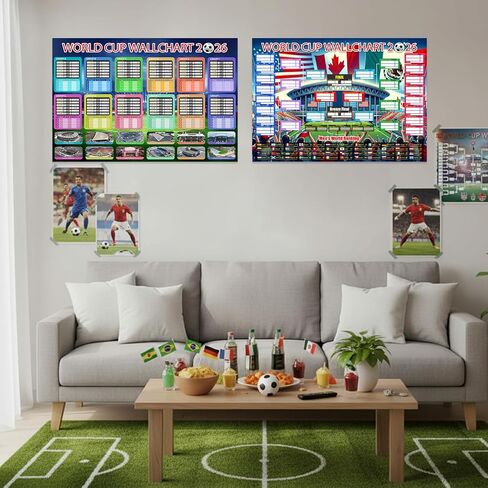World Cup Schedule Poster 2026&Final Round 48-Team Collection Showcase,2Pcs Functional Folded Poster&Ballpoint Pen,Football World Cup Soccer Merchandise&Accessories Decorations,Gifts for Soccer Fans in Saudi Arabia