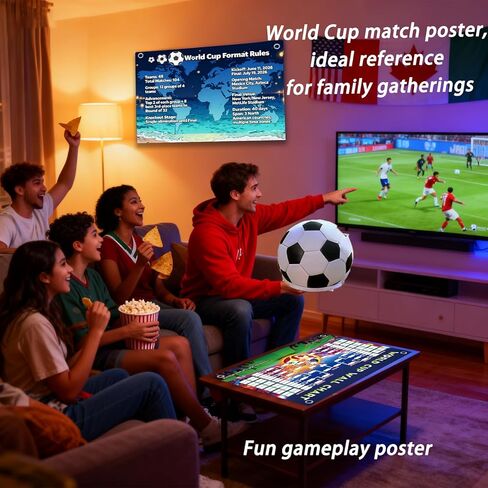 ملصق جدول كأس العالم، بضائع كأس العالم، طباعة مزدوجة الجوانب، بدون تجعد، جدول زمني مقاوم للماء، قابل للمسح، جدول بطولة كرة القدم 2026 ومخطط معلومات الفريق، ملصق هدايا لمحبي كرة القدم in Kuwait