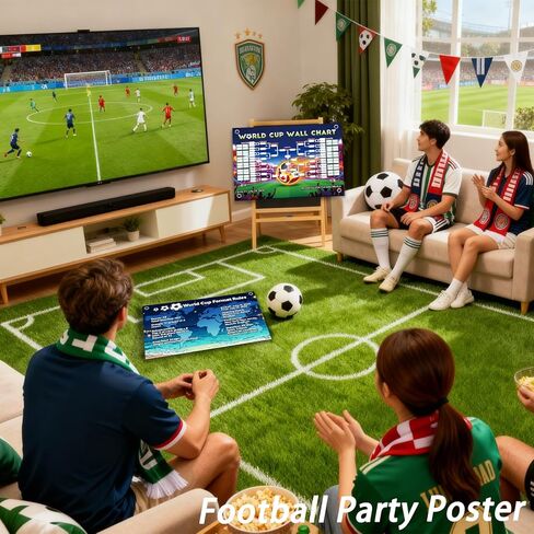 ملصق جدول كأس العالم، بضائع كأس العالم، طباعة مزدوجة الجوانب، بدون تجعد، جدول زمني مقاوم للماء، قابل للمسح، جدول بطولة كرة القدم 2026 ومخطط معلومات الفريق، ملصق هدايا لمحبي كرة القدم in Kuwait