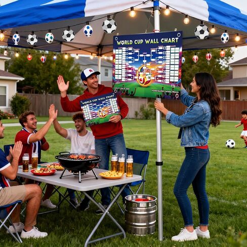 ملصق جدول كأس العالم، بضائع كأس العالم، طباعة مزدوجة الجوانب، بدون تجعد، جدول زمني مقاوم للماء، قابل للمسح، جدول بطولة كرة القدم 2026 ومخطط معلومات الفريق، ملصق هدايا لمحبي كرة القدم in Kuwait
