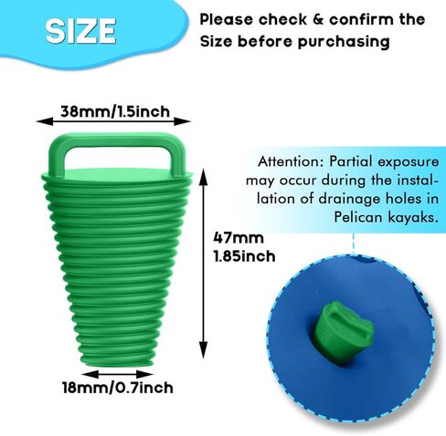 8 Pcs Kayak Scupper Plugs Kit with Silicone Handles 2 Sizes Scupper Plugs Drain Holes Stopper Non-Slip Easy Installation Waterproof & Leak-Proof for Kayaks Canoes Fishing Boats (Green, Small) in Kuwait
