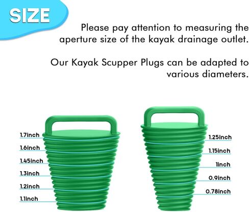 8 Pcs Kayak Scupper Plugs Kit with Silicone Handles 2 Sizes Scupper Plugs Drain Holes Stopper Non-Slip Easy Installation Waterproof & Leak-Proof for Kayaks Canoes Fishing Boats (Green, Small) in Kuwait