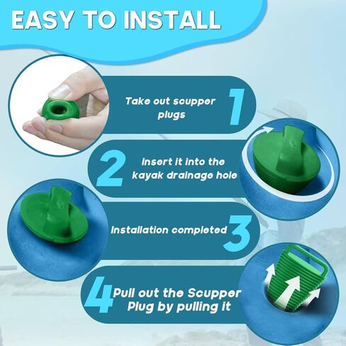 8 Pcs Kayak Scupper Plugs Kit with Silicone Handles 2 Sizes Scupper Plugs Drain Holes Stopper Non-Slip Easy Installation Waterproof & Leak-Proof for Kayaks Canoes Fishing Boats (Green, Small) in Kuwait