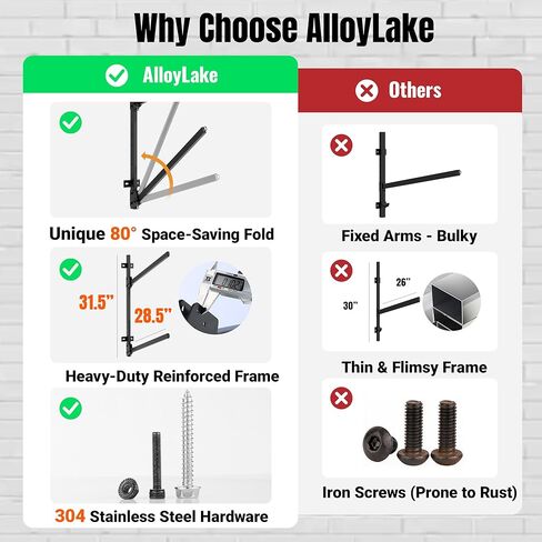 Folding Kayak Wall Rack, 240 lbs Heavy Duty Garage Storage Hanger, 2-Tier Adjustable Mount with 304 Stainless Steel Hardware, Fits Canoe, SUP & Surfboard - Black in Kuwait