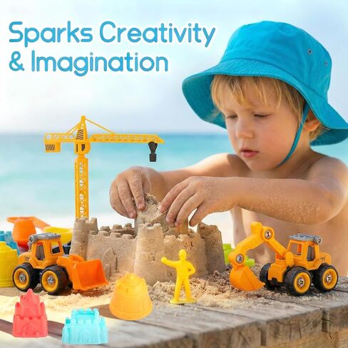 ألعاب الرمال الشاطئية للأطفال: ألعاب القلعة الرملية مع شاحنتين للبناء ، دلو الشاطئ القابل للطي ، مجموعة مجرفة ومجموعة من القلعة ، ألعاب الرمل للأطفال الصغار الفتيات in Kuwait