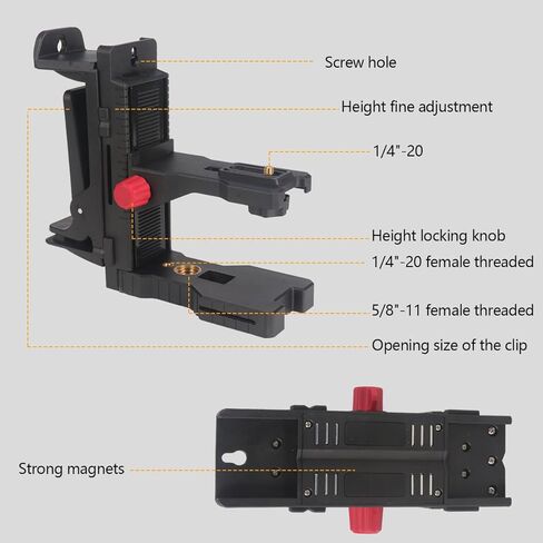 محول مستوى الليزر بقوس مغناطيسي على شكل حرف L، قاعدة محورية مغناطيسية قابلة للتعديل 1/4 بوصة - 20 ذكر، دعم قابل للتعديل 360 درجة متعدد الوظائف على شكل حرف L للتركيب على الحائط والسقف in Kuwait