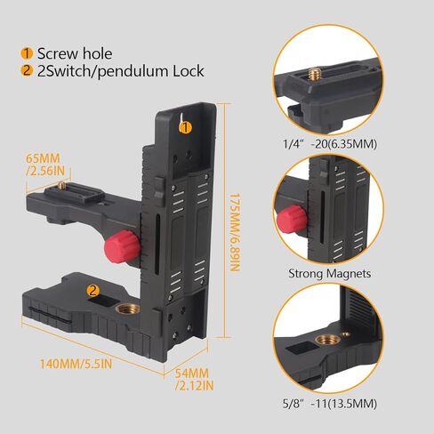محول مستوى الليزر بقوس مغناطيسي على شكل حرف L، قاعدة محورية مغناطيسية قابلة للتعديل 1/4 بوصة - 20 ذكر، دعم قابل للتعديل 360 درجة متعدد الوظائف على شكل حرف L للتركيب على الحائط والسقف in Kuwait